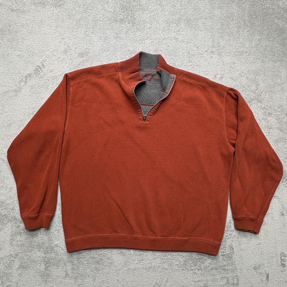 Tommy Bahama Sweater Mens Extra Large Red‎ Half Zip Pullover Cotton Casual Warm